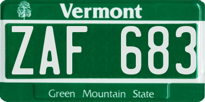 VT license plate ZAF683
