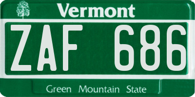 VT license plate ZAF686
