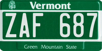 VT license plate ZAF687
