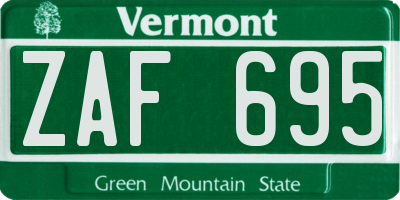 VT license plate ZAF695