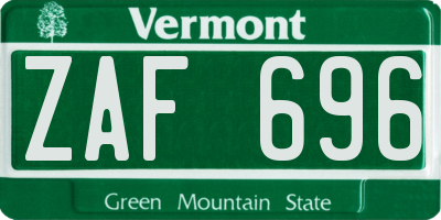 VT license plate ZAF696