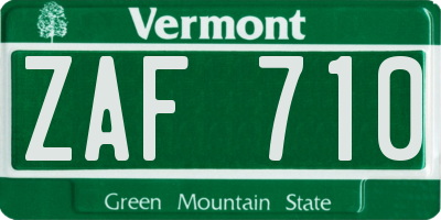 VT license plate ZAF710
