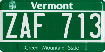 VT license plate ZAF713