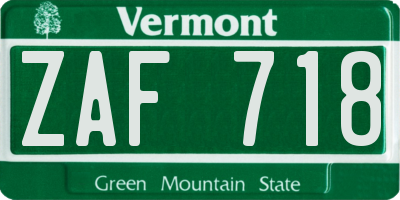 VT license plate ZAF718