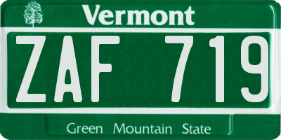 VT license plate ZAF719