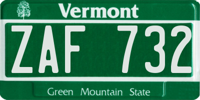VT license plate ZAF732
