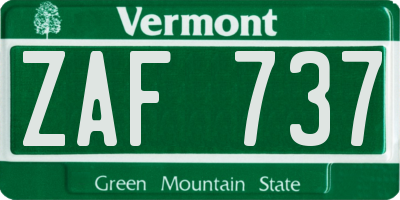 VT license plate ZAF737
