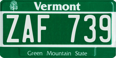 VT license plate ZAF739