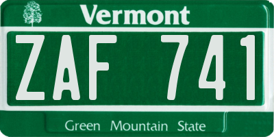 VT license plate ZAF741