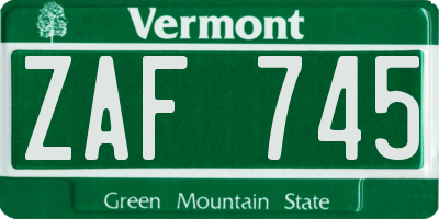 VT license plate ZAF745