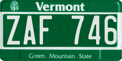 VT license plate ZAF746