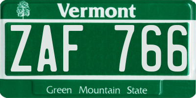 VT license plate ZAF766