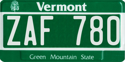 VT license plate ZAF780