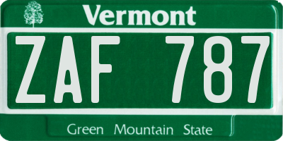 VT license plate ZAF787