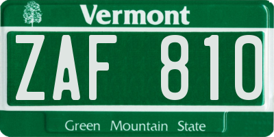 VT license plate ZAF810