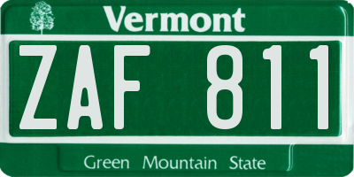 VT license plate ZAF811