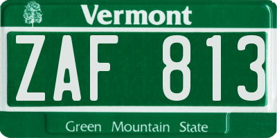 VT license plate ZAF813