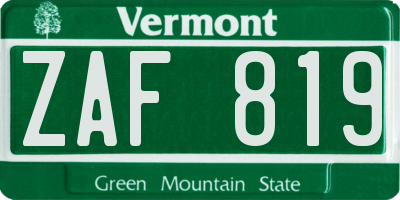 VT license plate ZAF819