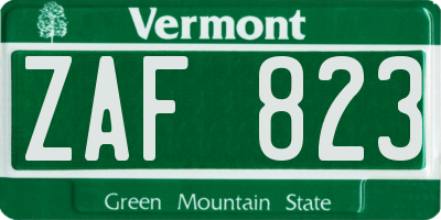 VT license plate ZAF823