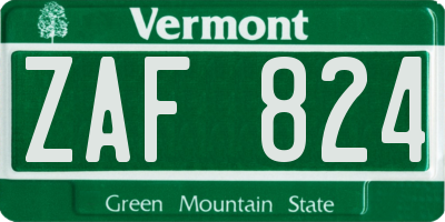 VT license plate ZAF824