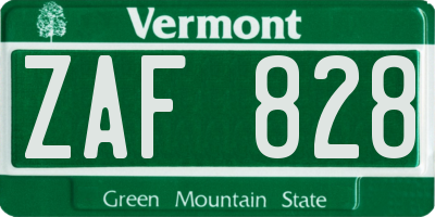 VT license plate ZAF828