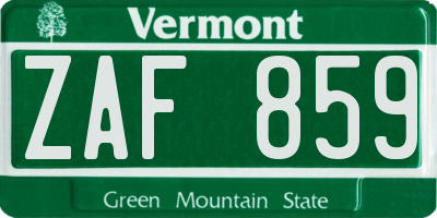 VT license plate ZAF859