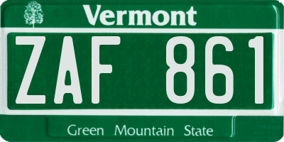 VT license plate ZAF861