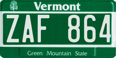 VT license plate ZAF864