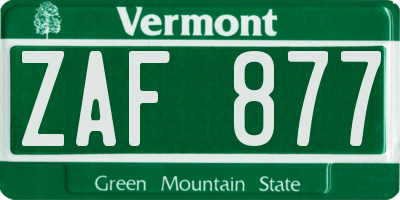 VT license plate ZAF877