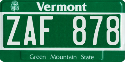 VT license plate ZAF878