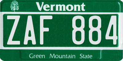 VT license plate ZAF884