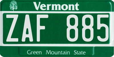 VT license plate ZAF885