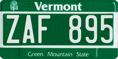 VT license plate ZAF895
