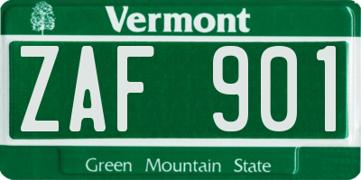VT license plate ZAF901