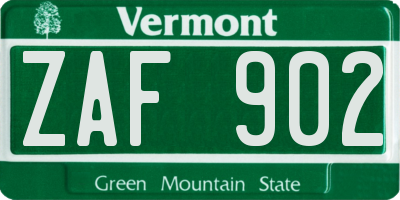 VT license plate ZAF902
