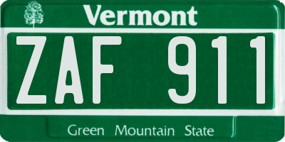 VT license plate ZAF911