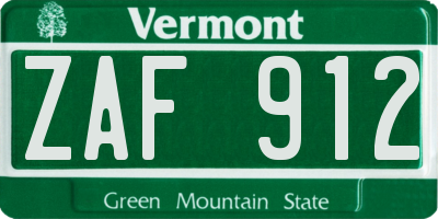 VT license plate ZAF912