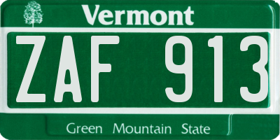 VT license plate ZAF913