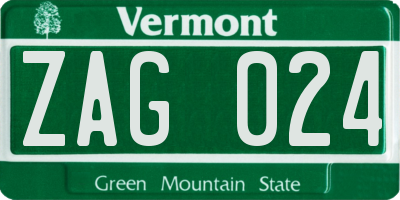 VT license plate ZAG024