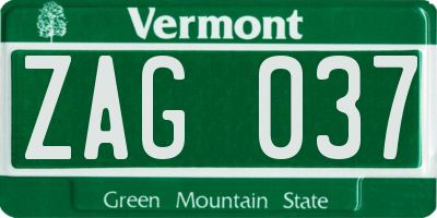 VT license plate ZAG037