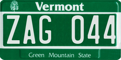 VT license plate ZAG044