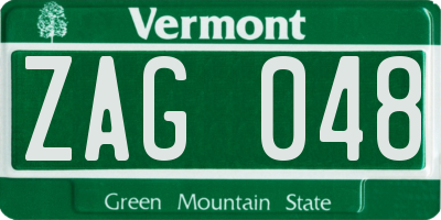 VT license plate ZAG048