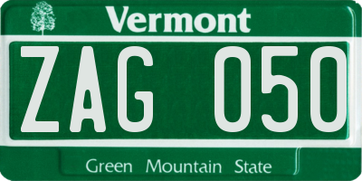 VT license plate ZAG050