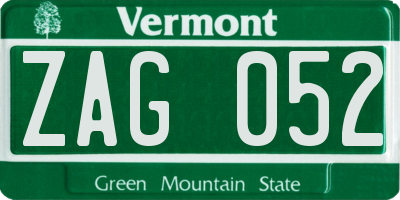 VT license plate ZAG052