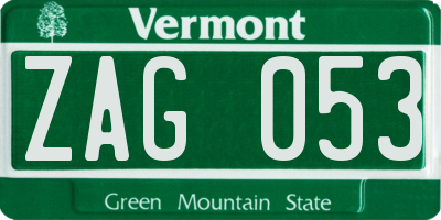 VT license plate ZAG053