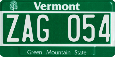 VT license plate ZAG054