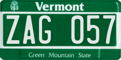 VT license plate ZAG057