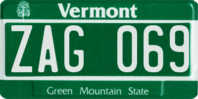 VT license plate ZAG069