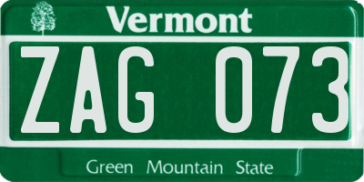 VT license plate ZAG073