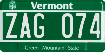 VT license plate ZAG074